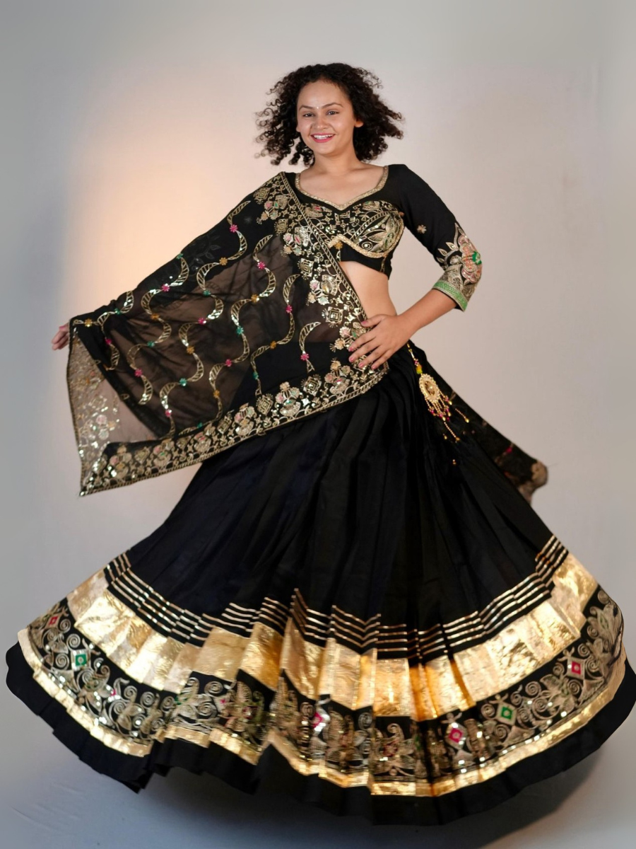 Black Beauty Gold Embroidered Lehenga Set