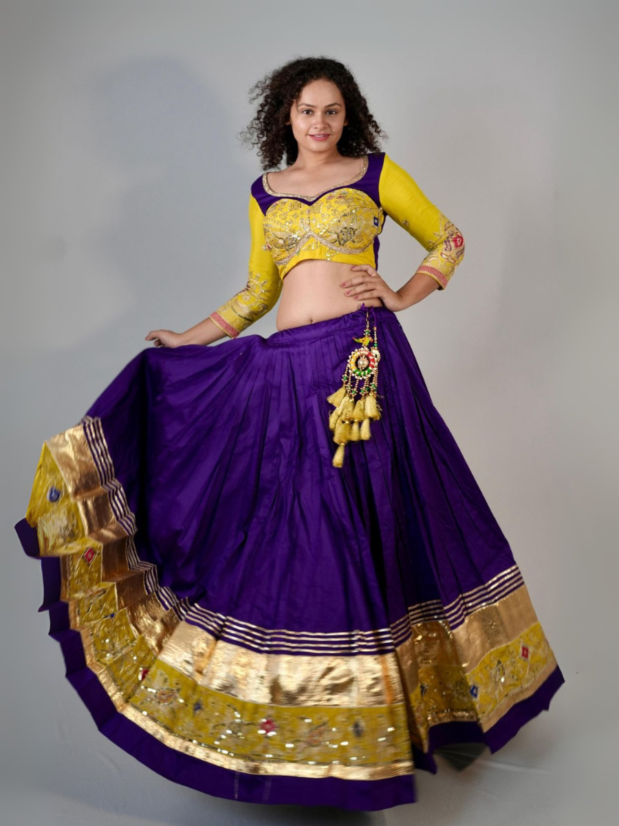 Purple & Yellow Mirrorwork Chaniya Choli Set