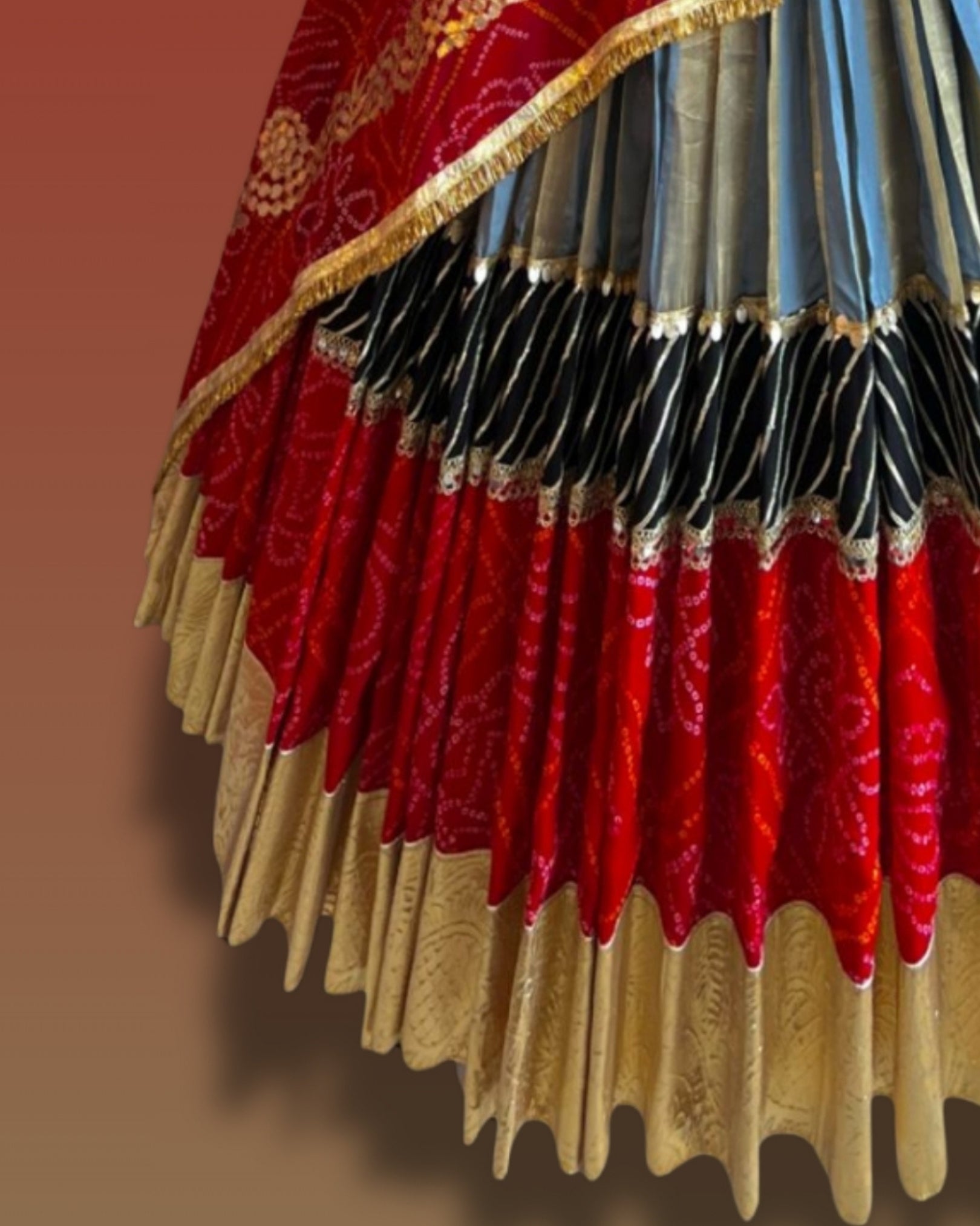 Red & Blue Traditional Navratri Outfi Chaniya Choli