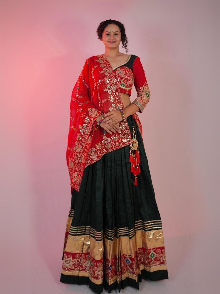 Regal Blend of Red & Black Chaniya Choli for Festive Glamour