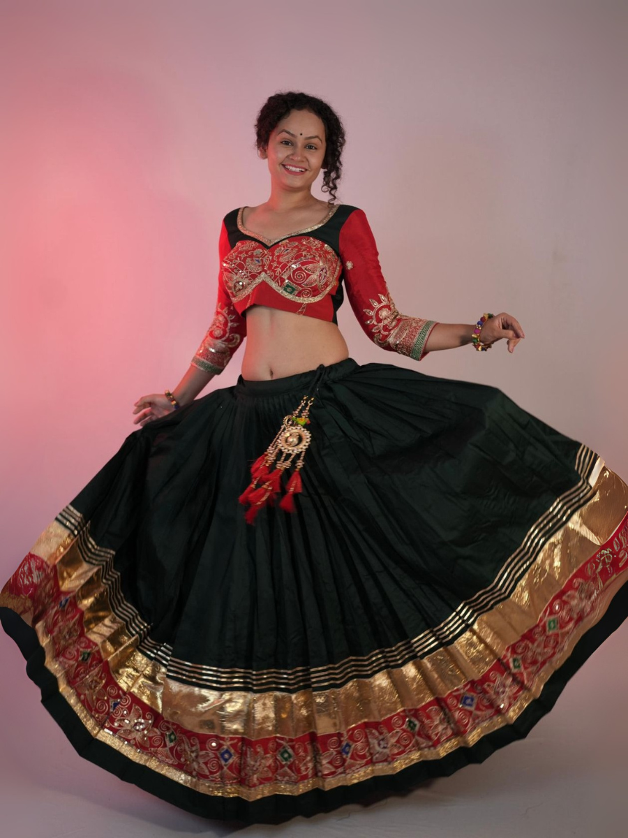 Regal Blend of Red & Black Chaniya Choli for Festive Glamour