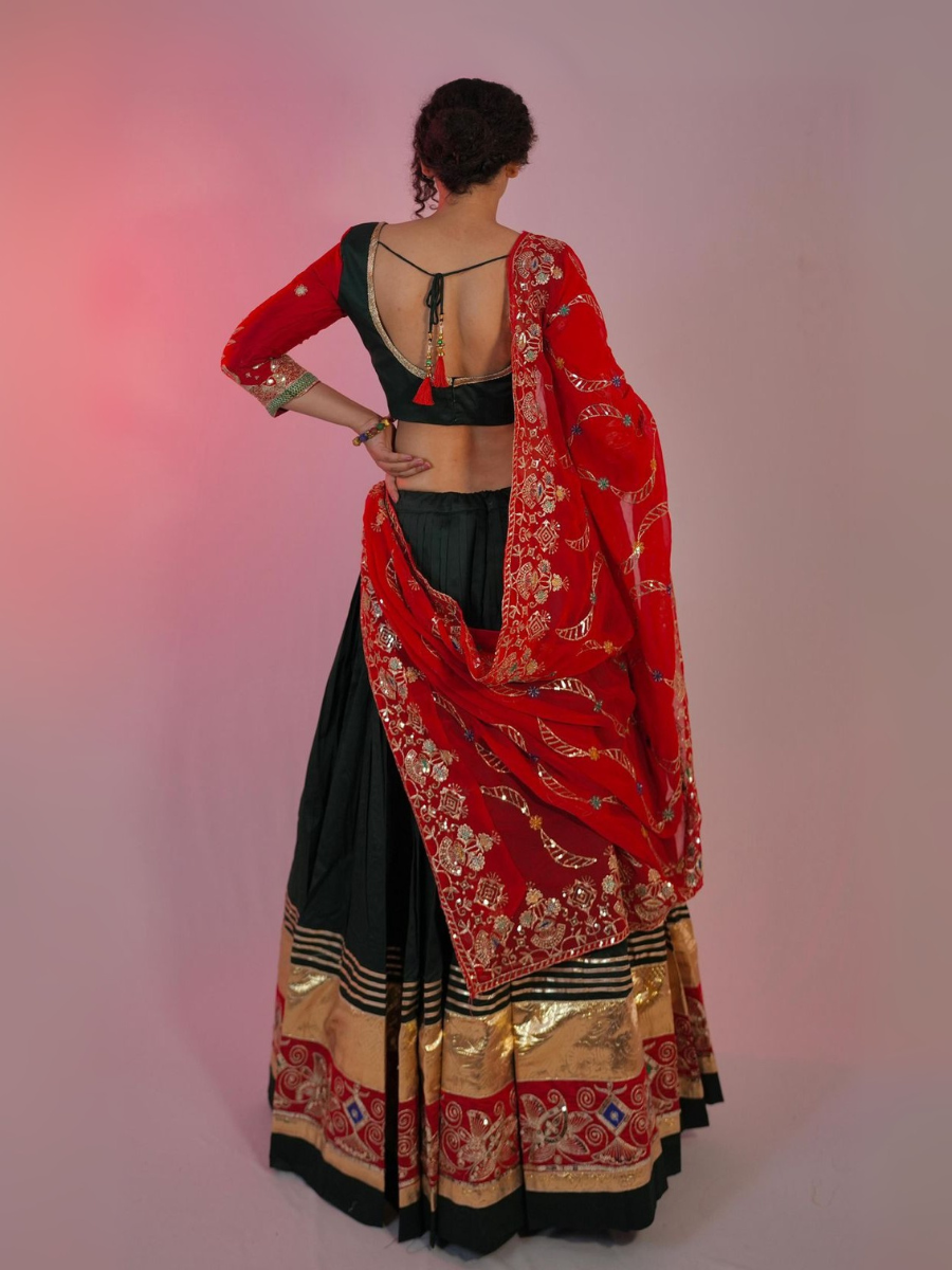 Regal Blend of Red & Black Chaniya Choli for Festive Glamour