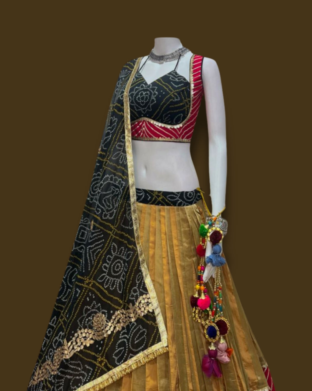 Traditional Black & Mustard Chaniya Choli